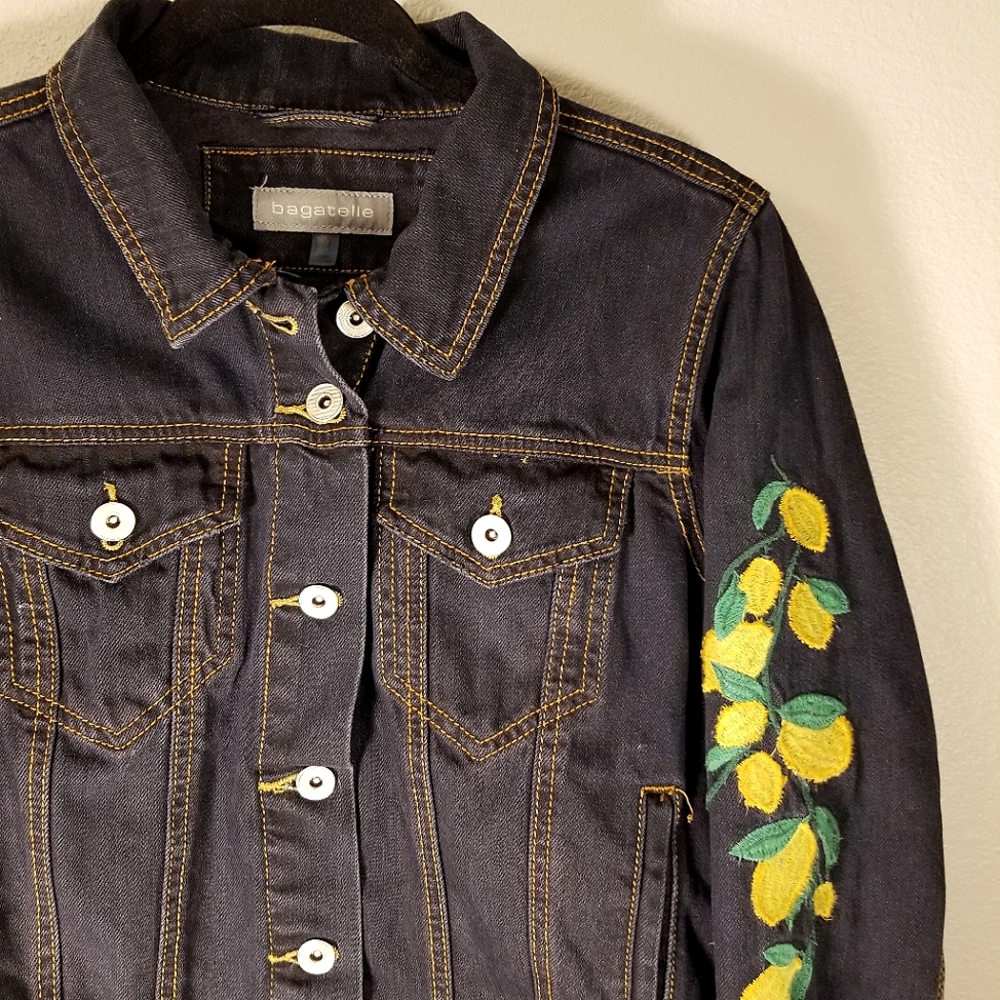 Embroidared 🍋 Hand-Dyed Denim Jacket Size M